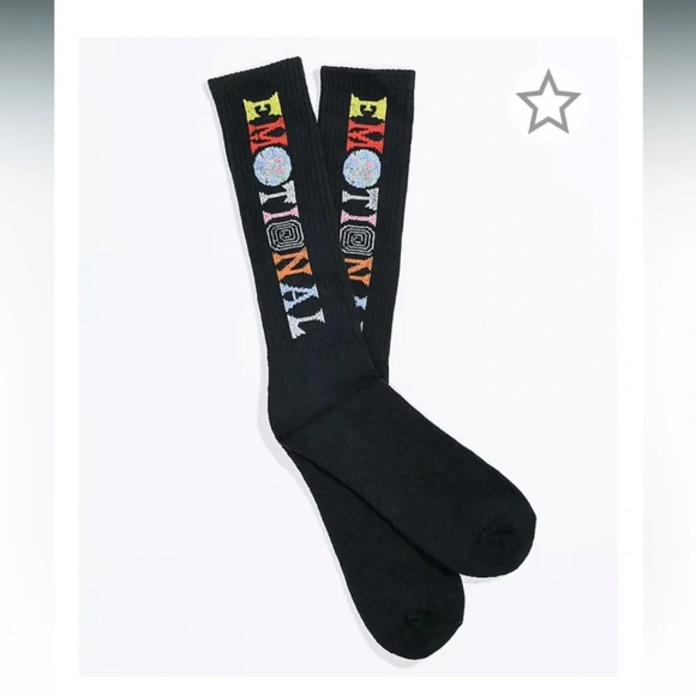 New! Broken Promises Emotional Black Crew Socks